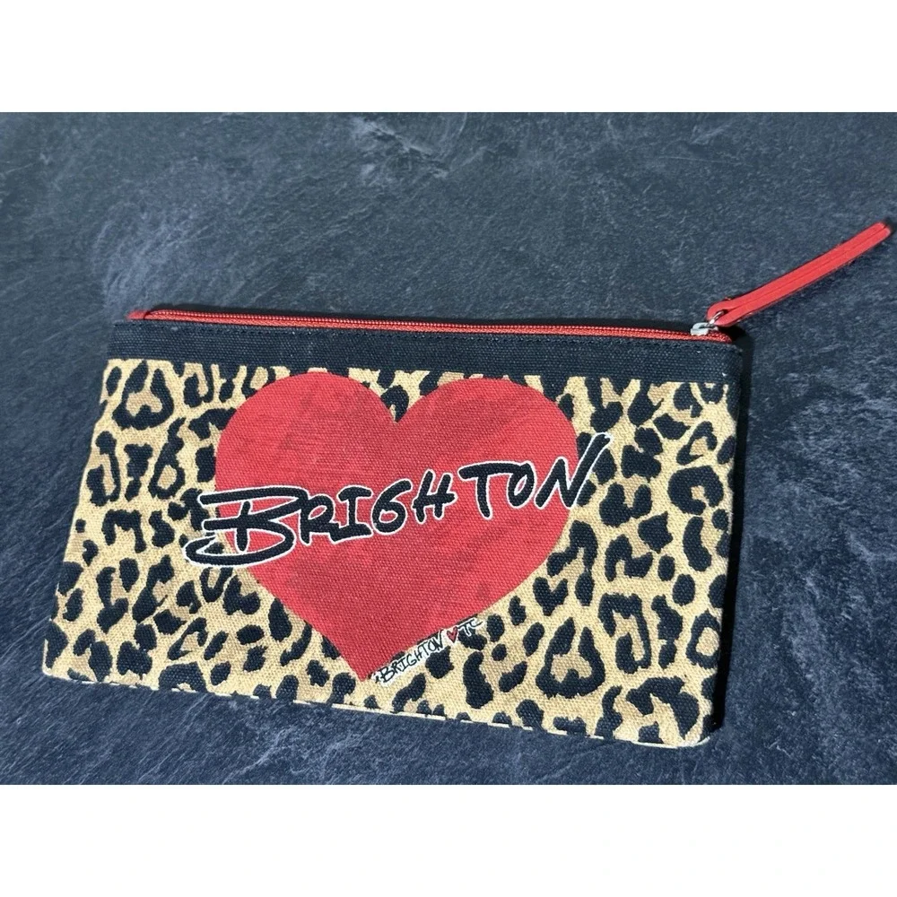 Brighton 2020 Cheetah Cotton Canvas Zippered Pouch Cosmetic Make-Up Bag 9x5.5